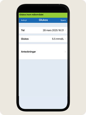 Smartphone som visar en app f&ouml;r m&aring;ltidssp&aring;rning